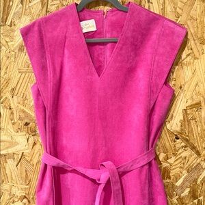 70s Abe Schrader Suede-like Pink Midi Dress